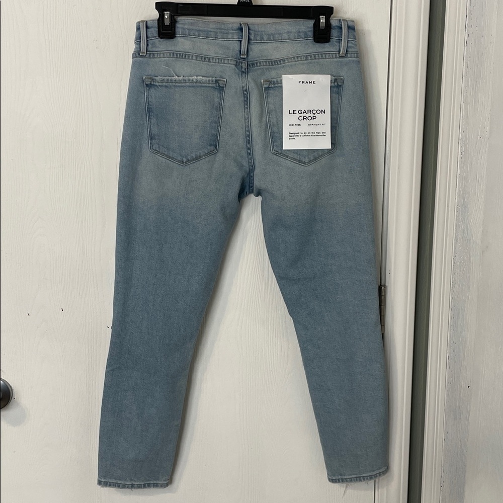NWT Frame Le Garçon Crop Mid-Rise Straight Fit Denim Light Wash Jeans Size 26 - Picture 8 of 12